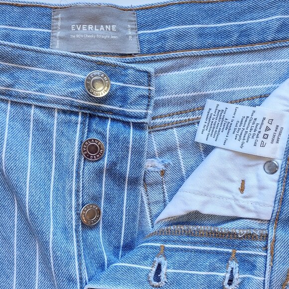 Everlane 90's Cheeky Straight Jean Stripe Ankle Light Wash Size 28 - Picture 10 of 11